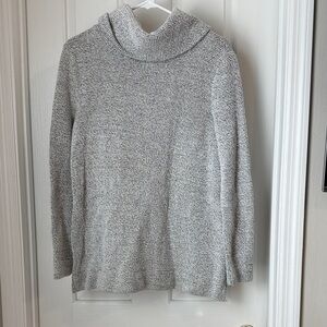 LOFT Light Green/Gray Textured Turtleneck Sweater